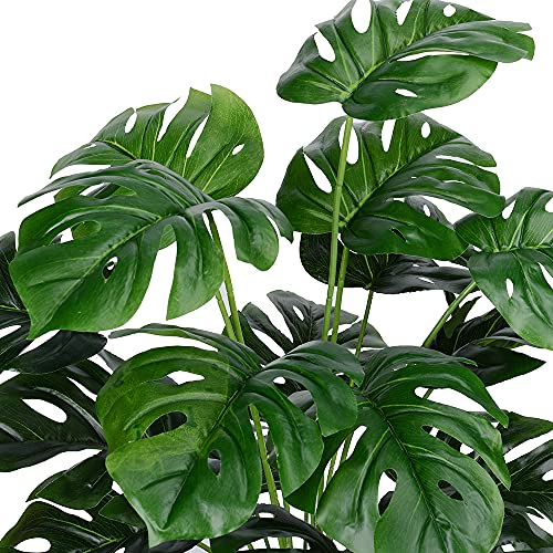 Artificial Palm Leaves Plants Faux Fake Monstera Turtle Leaf Tropical Large Palm Tree Leaves Plant Outdoor Uv Resistant Plastic Plants (Green) #TOP2