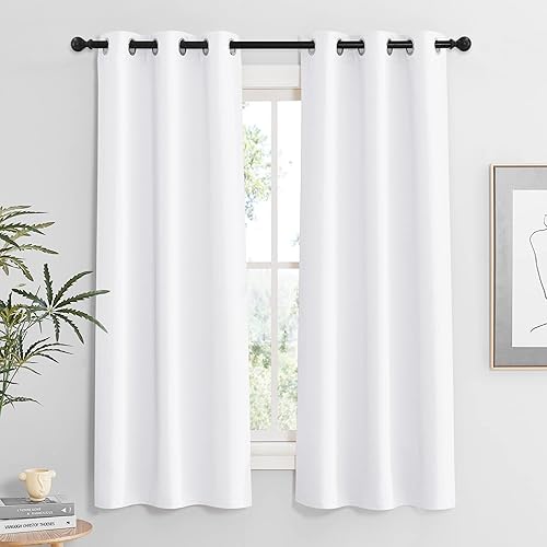 Miniatura 245 de RYB HOME Juego de 2 paneles de cortinas opacas grises de 63 pulgadas de largo, cortinas sólidas resistentes para oscurecer la habitación