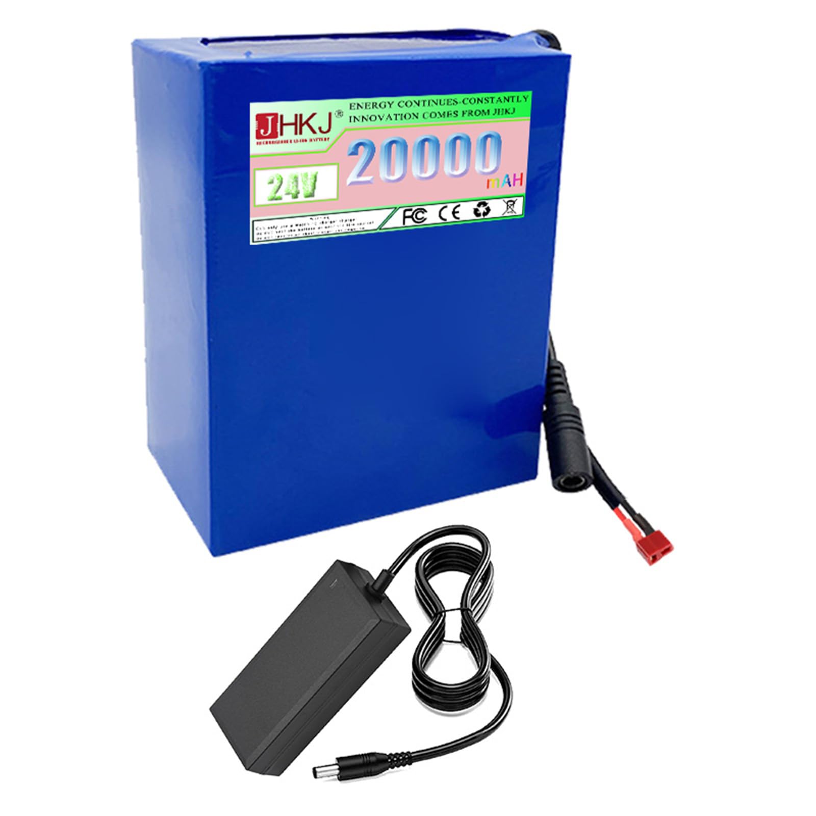 Akumulator litowy 24 V, 20 Ah, akumulator litowo-jonowy 24 V, 24 V, akumulator litowo-jonowy 24 V z ładowarką do silników 200 W, 350 W, 500 W, 24 v20 Ah, wtyczka