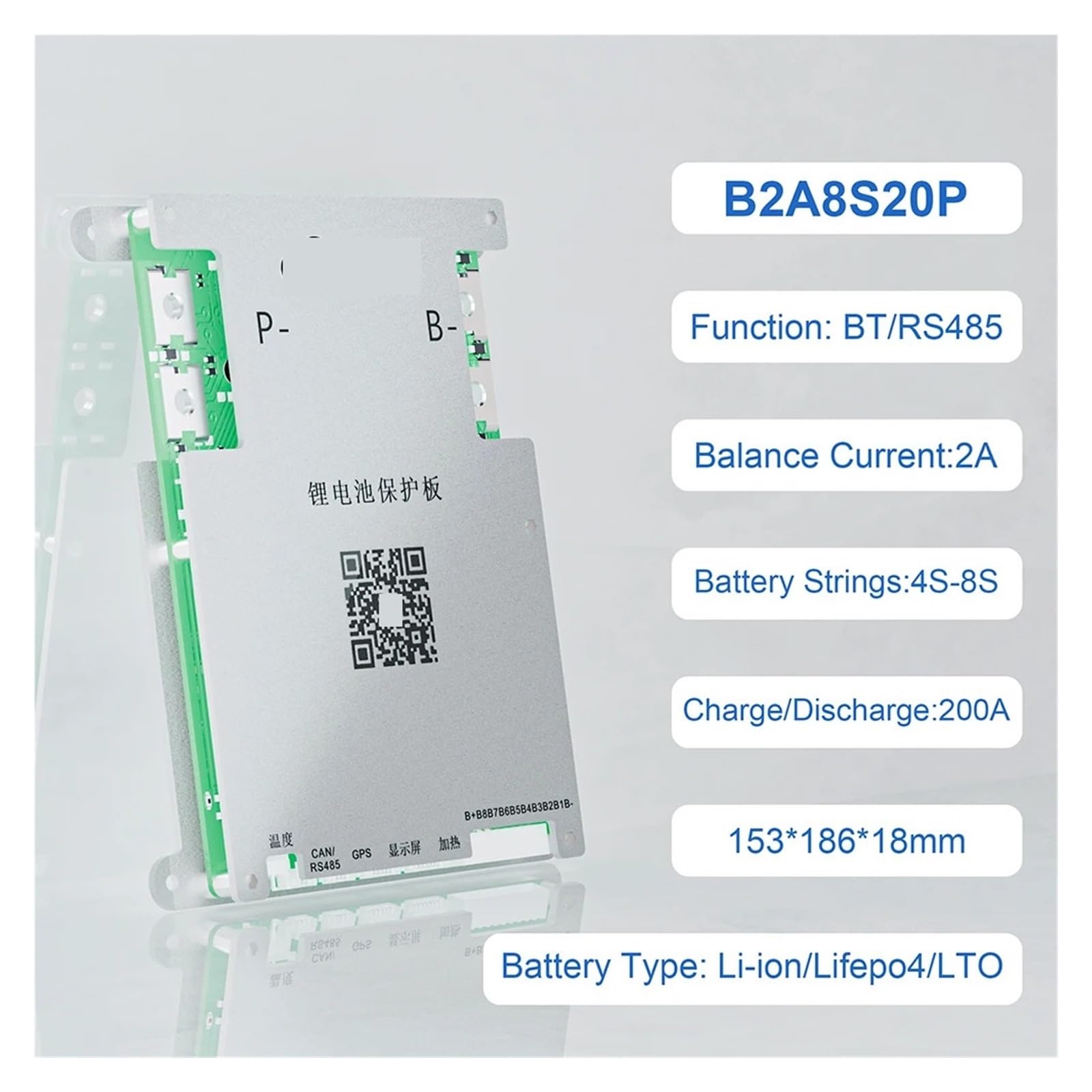 Akumulator litowo-jonowy Lifepo4 LTO 8S 24 V 200 A, aktywny balaner B2A8S20P BT Can RS485 3S ~ 8S(B2A8S20P)