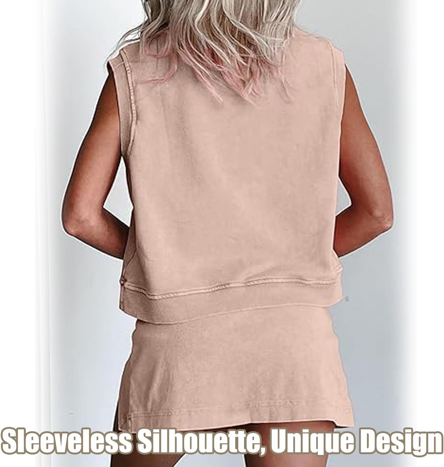 Skort Sets Women 2 Piece Outfits, Summer Casual Side Split Athletic, Vacation Short Lounge Sets