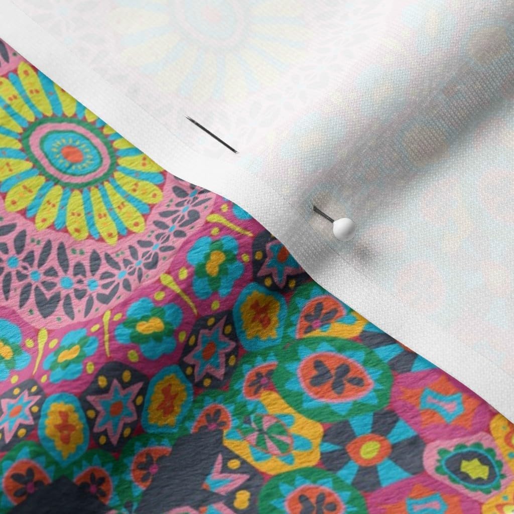 Spoonflower Fabric - Grannys Patchwork Quilt Mandala Colorful Circle Retro Hippie Printed on Minky Fabric by The Yard - Sewing Baby Blankets Quilt Backing Plush