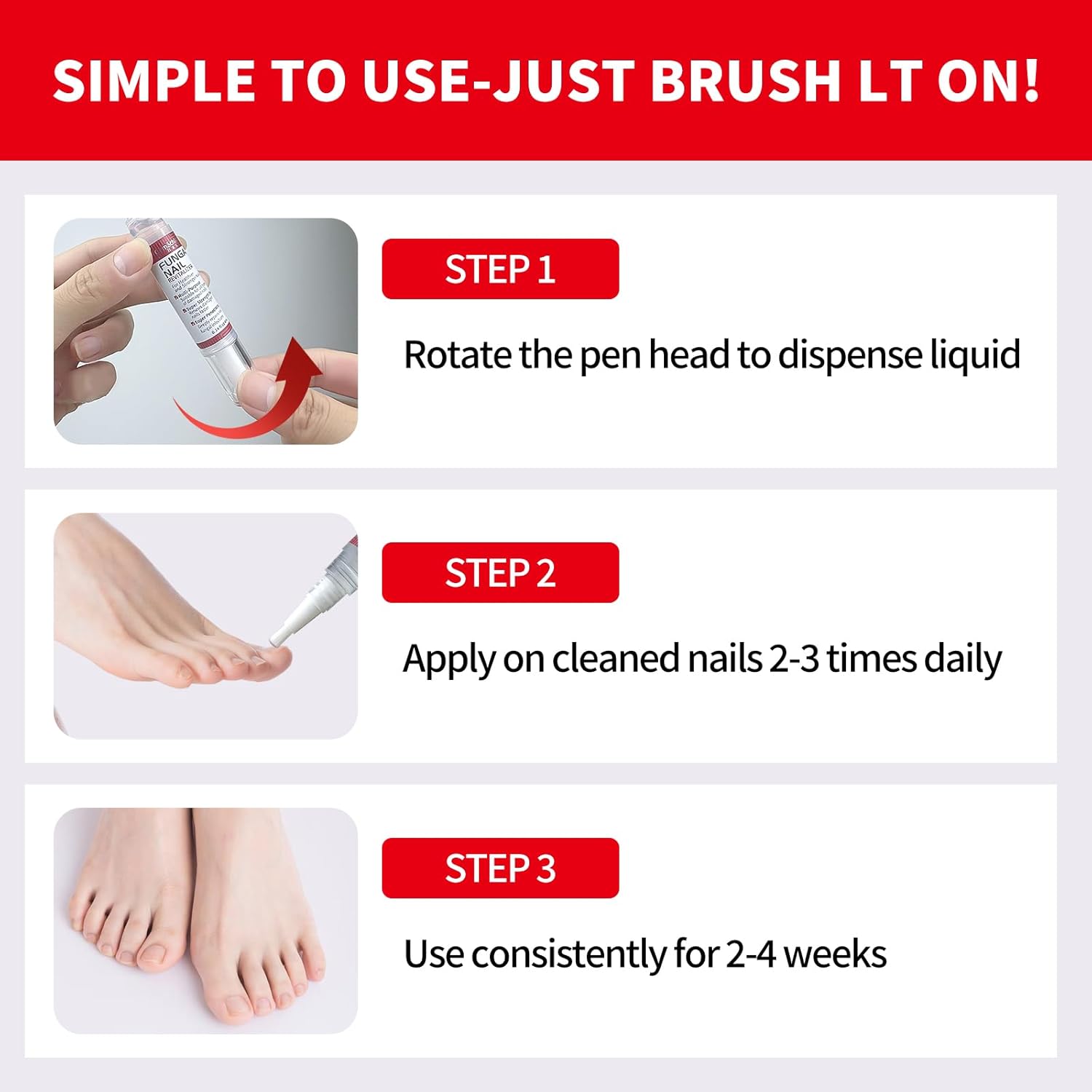 Toenail Fungus Treatment Extra Strength Nail Repair Pen, Repair Damaged Nails Yellow, Discolored, Thick and Ingrown Nails, Fungus Pen for Toenails and Fingernails with Tea Tree Oil, 3 Pens & 3 Files - Image 5