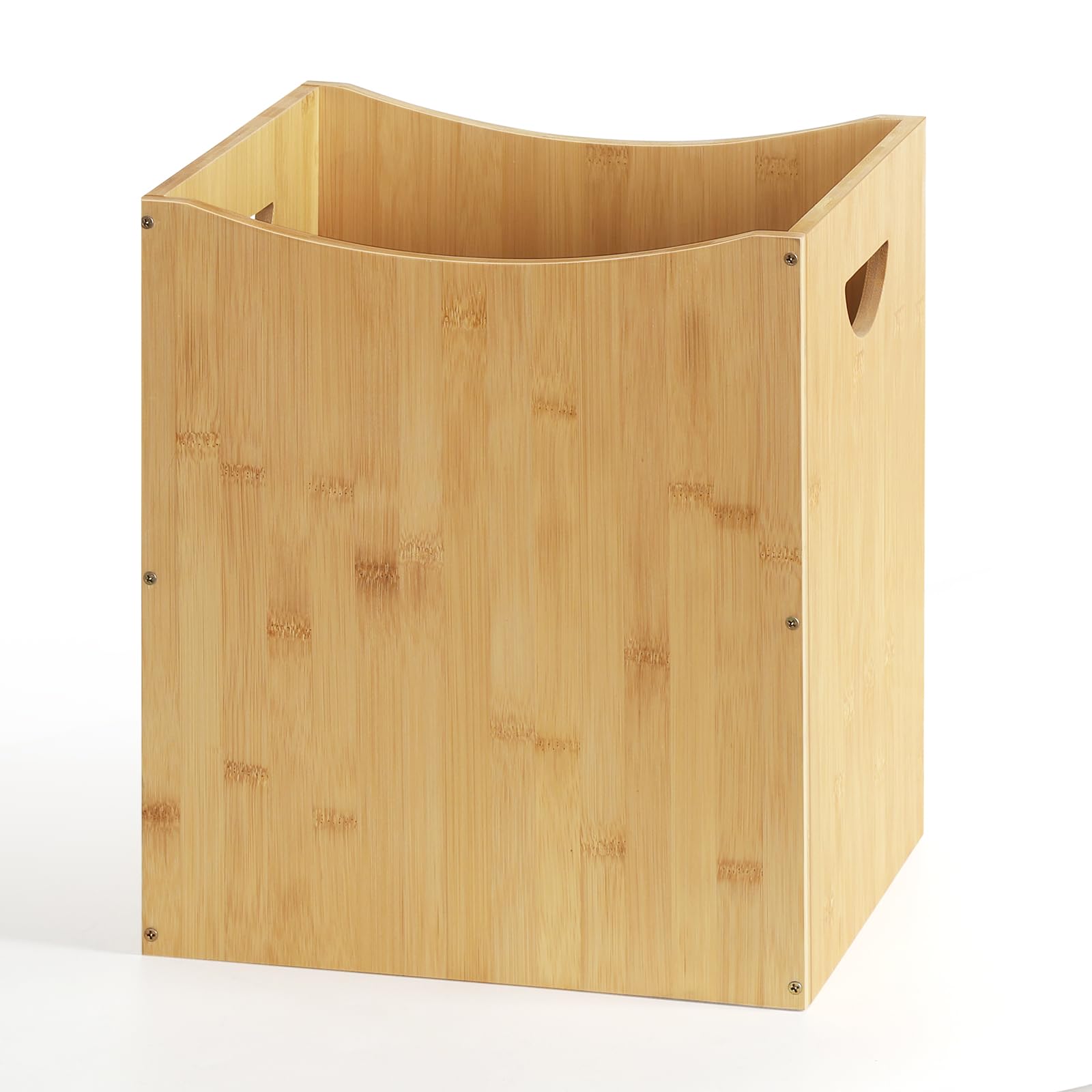 MOOACE Small Wastebaskets 5 Gallon Trash Can with Handles Rectangular Waste Baskets Bamboo Garbage Can for Bathroom Kitchen