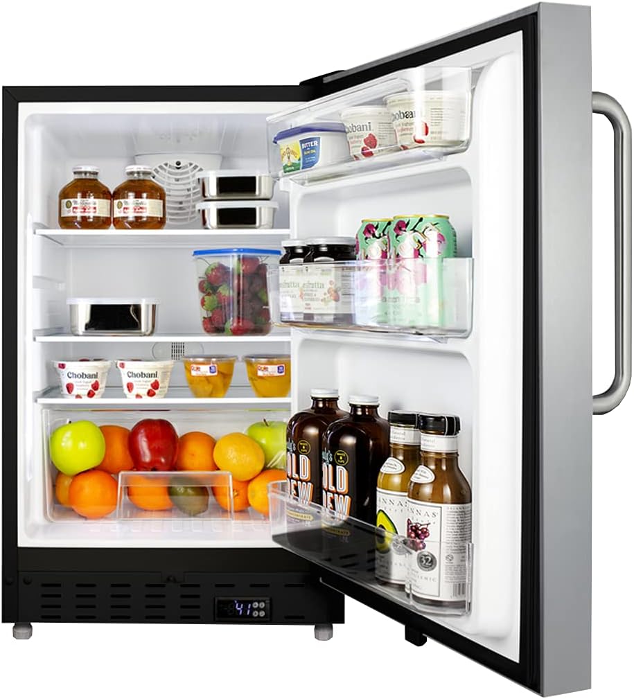 Summit Appliance ALR47BCSS 20" Wide Built-In All-Refrigerator, ADA Compliant, 3.53 cu.ft Capacity, Temperature & Open Door Alarms, Automatic Defrost, Stainless Steel Cabinet, Interior Light