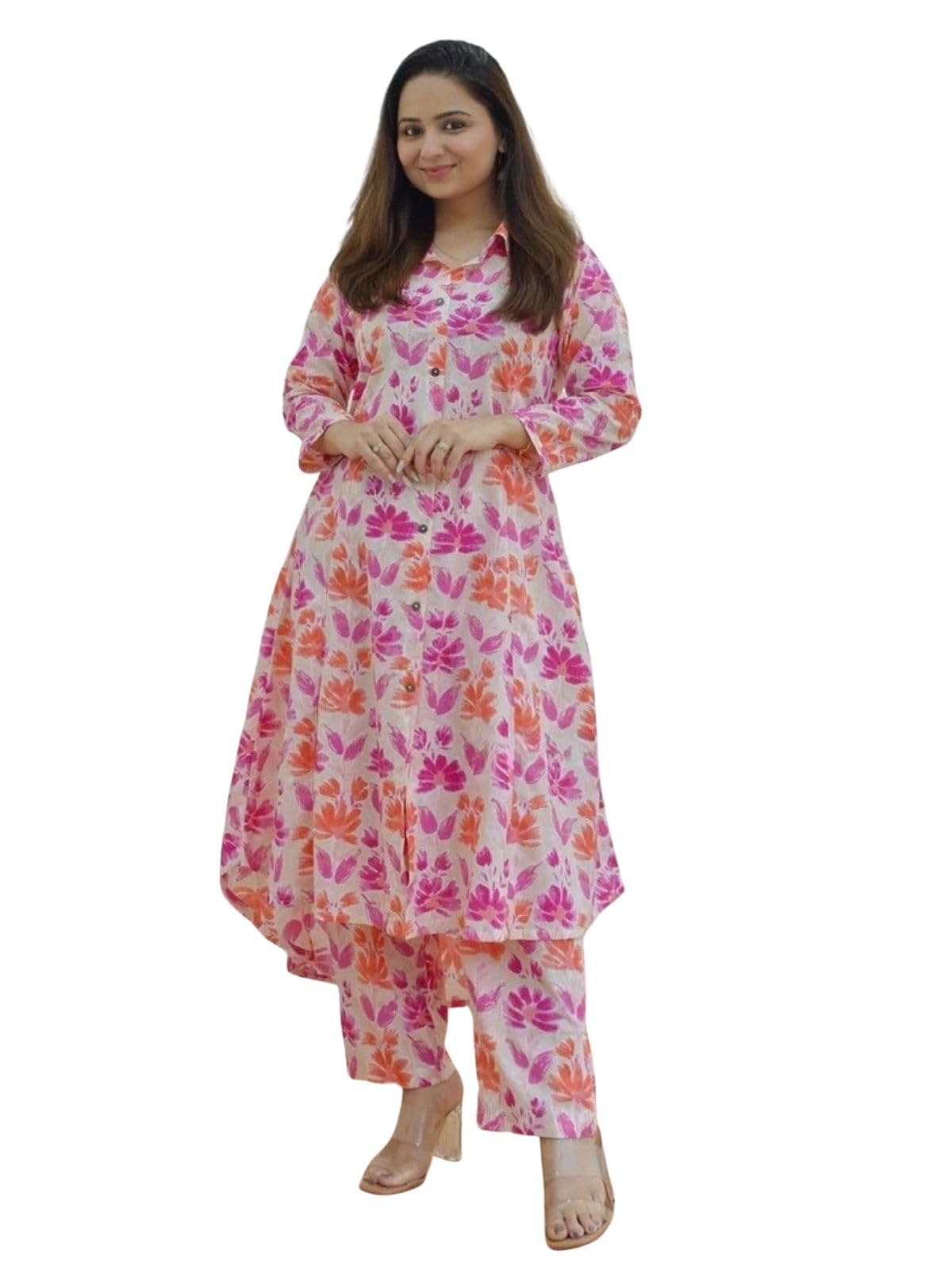 Leriya Fashion Women's Rayon Regular Kurta Set (Lf-W2091&Tr1051-01 New_Pink 01_M)