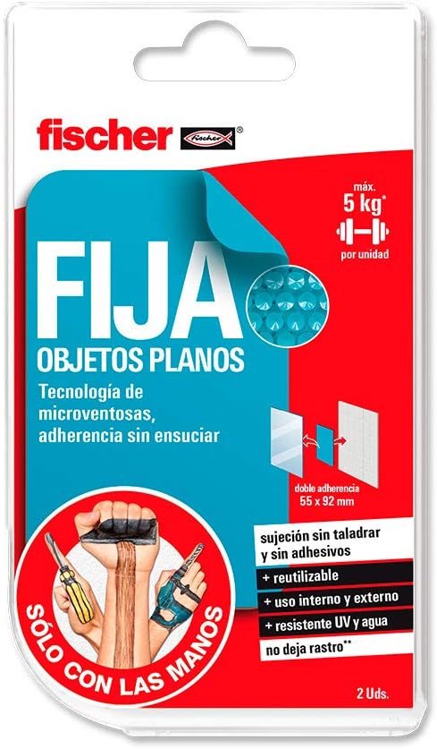 fischer 0 Fixed Flat Objects Double M/ (Blister of 2 Pcs), 548570, red