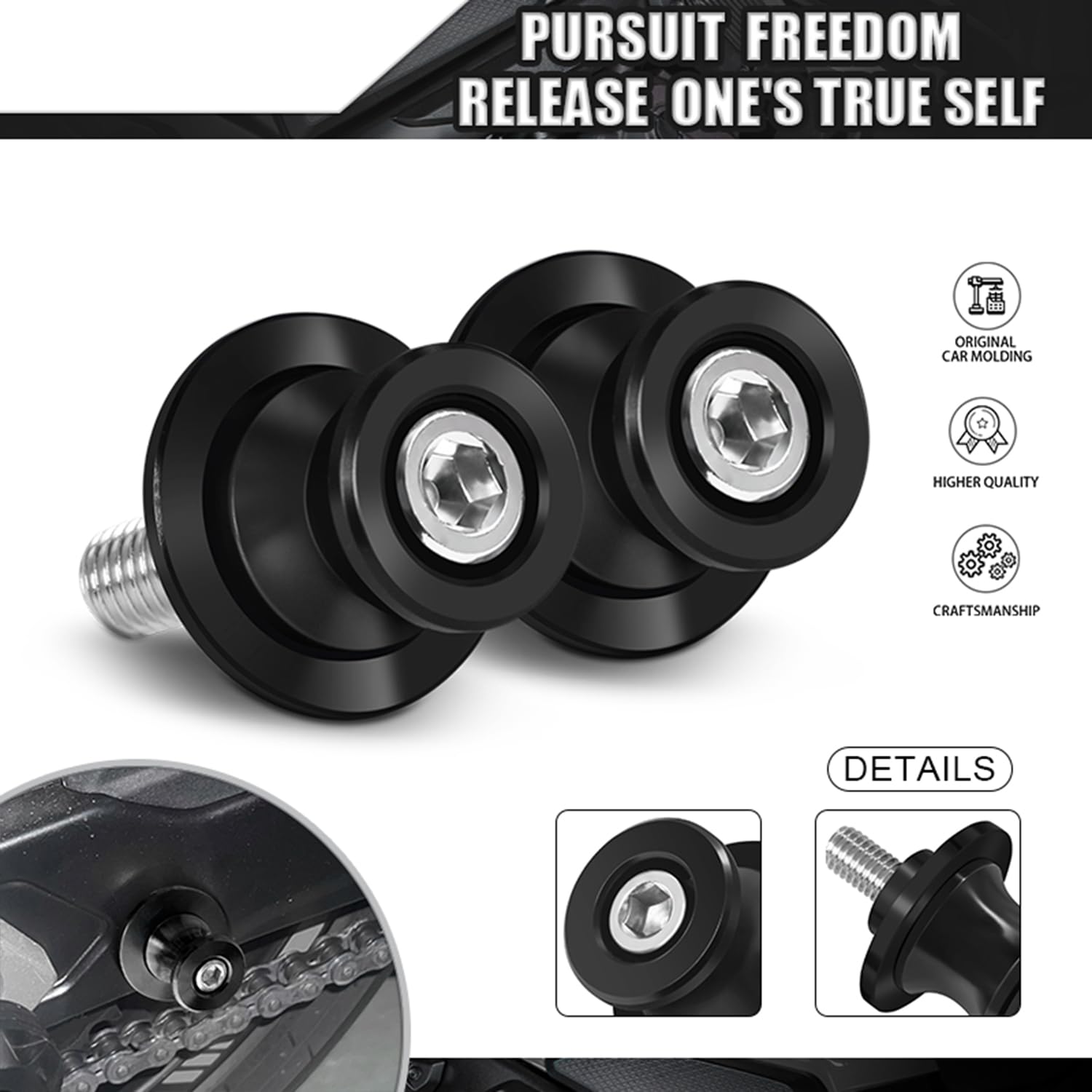 MFGZD M8 Ständeraufnahme Bobbins Montageständer Für Ninja650 Ninja500 ZX6R S1000RR S1000R CBR600RR CBR1000RR CBR650R GSXR600 GSXR750 GSXR1000 GSXS750 GSX-8S SV650 ZX10R Z650 Z900 usw (Schwarz, 8MM)