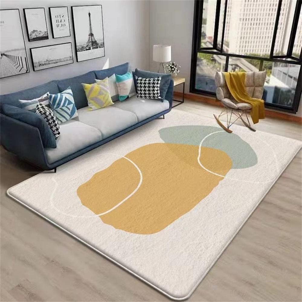 Tapis salon design graphique abstrait moderne 120x160cm aux finitions soignées beige