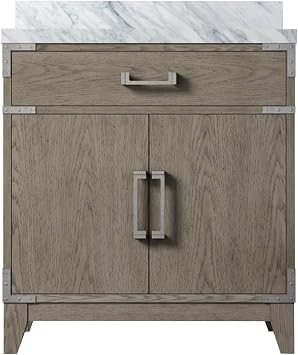 Laurel 30 in W x 22 in D Grey Oak Single Bath Vanity and Carrara Marble Top
