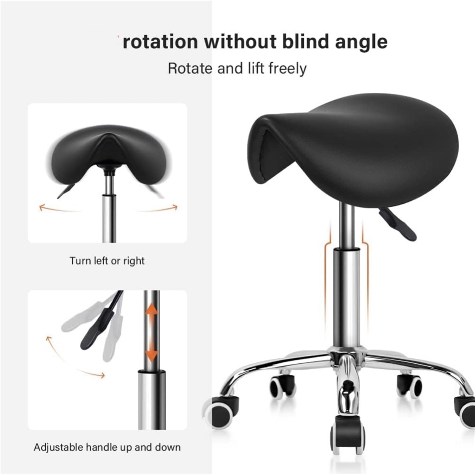 Ergonomischer Sattelhocker mit verstellbarer hydraulischer Höhe, Rolldesign für Nagelkunst, Tattoo, Zahnpflege und Profis - Weiß