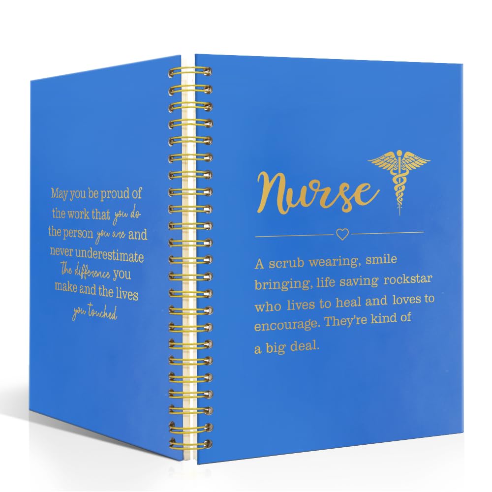 XQLZY Funny Nurse May You Be Proud Navy Blue Double-Sided Spiral Notebook Journal 160 Pages for Drawing, Graduation Retirement Friendship Gift for Nurses Registered Nurses Colleagues Friends