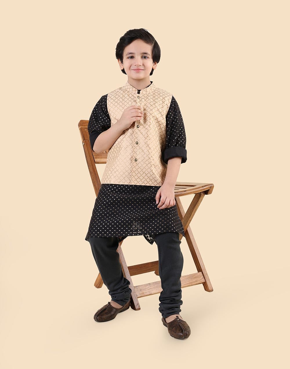 Fabindia Giacca stampata in misto viscosa beige