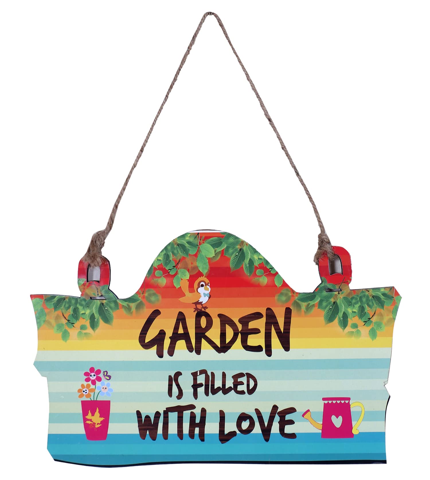 Kuber Industries Wooden Garden is Filled with Love Printed Quotes for Balcony & Garden (Multicolor)