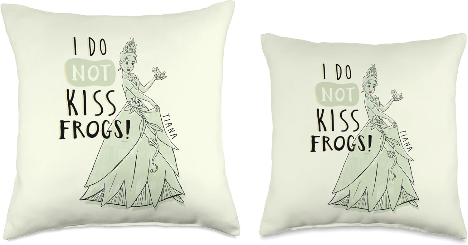 Disney Princess Tiana I Do Not Kiss Frogs Throw Pillow