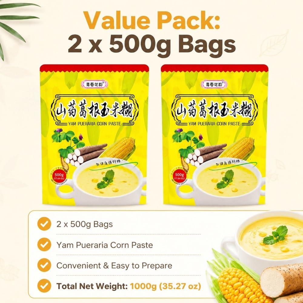 Porridge Istantaneo For Colazione In Polvere Di Mais Yam, 500 G*2 Confezioni Pasta Cereali Sostitutiva Del Pasto Rapido
