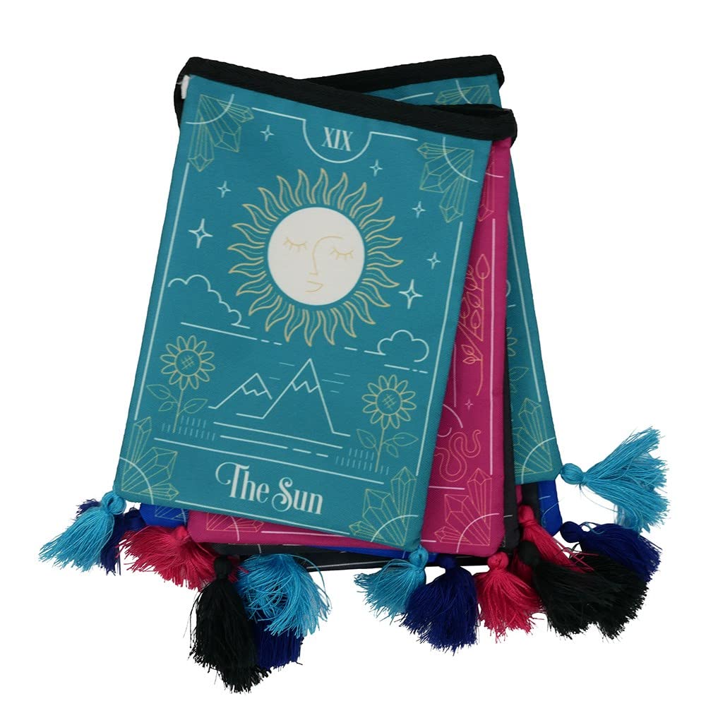 Mystical Assorted Color Fortune Teller Fabric Bunting - 26cm x 130cm (1 Pc.) - Assorted Designs - Palm Reading, Tarot, and Crystal Ball Themes, Creates a Mystical Ambience for Home, Shop, or Office