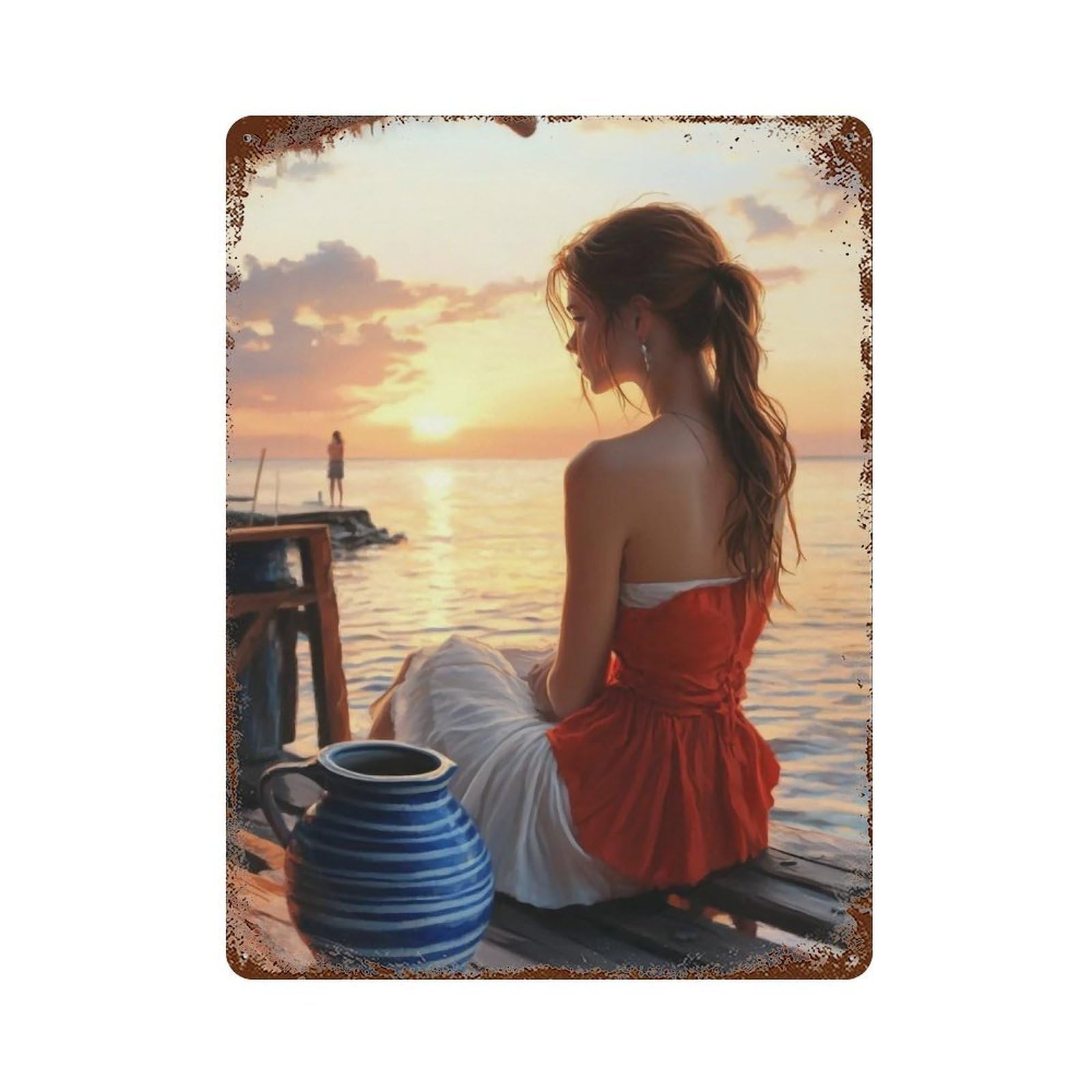 HDURYEYRYY Sunset Watcher by Sea Cabin 04 Wall Retro Iron Vintage Art Metal Tin Sign Poster Modern Home Cofffee Club Art Bar Shop Decor 40x30cm