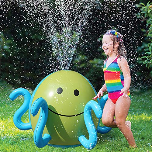 Ginkago Inflatable Sprinkler Beach Water Spray Ball, Sprinkle Mat Beach Water Ball Summer Pool Toys for Fun for Children Lawn Outdoor