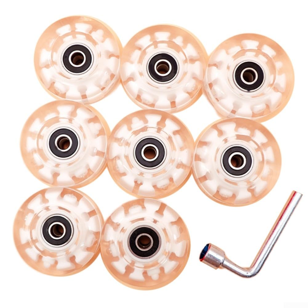 Lot de 8 roues lumineuses en polyuréthane pour patins à roulettes, conçues pour une performance optimale sur les quads et les planches (rouge, bleu, vert)