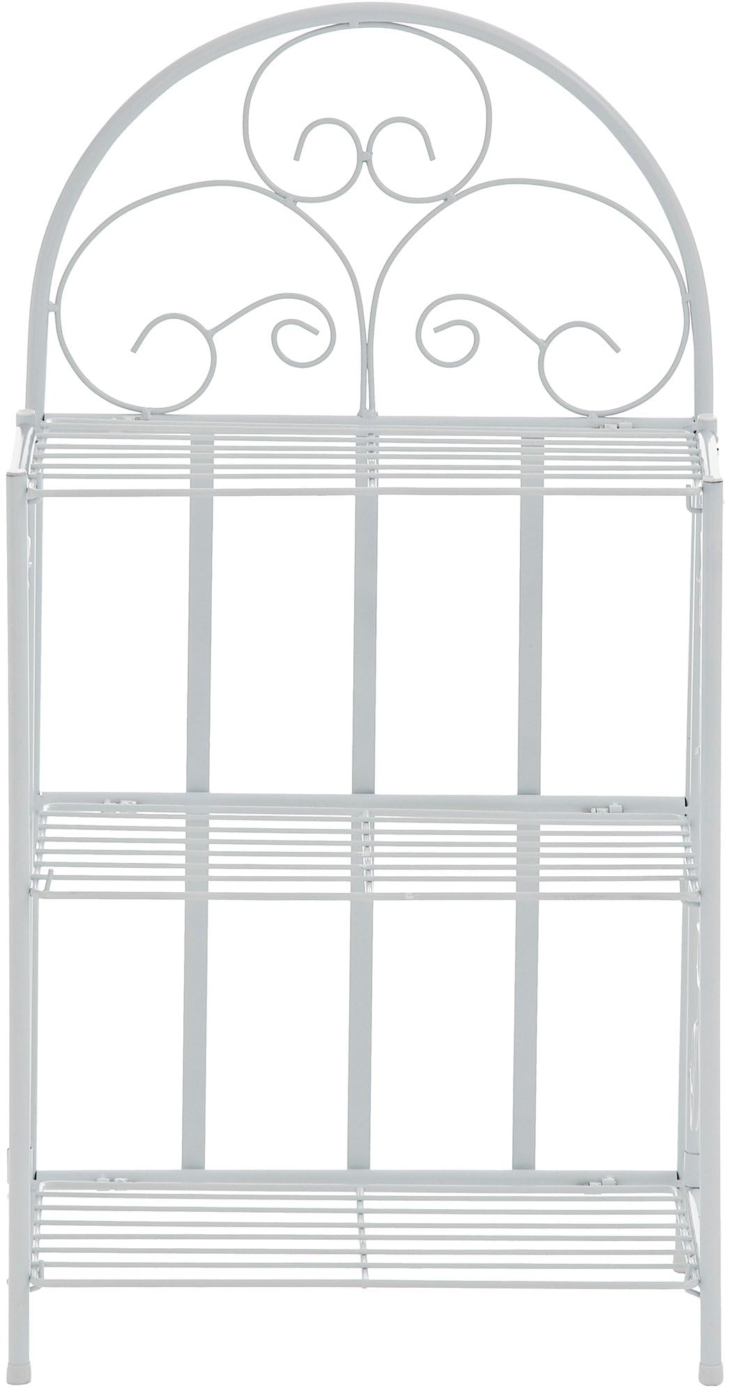 CLP Scaffale Rosa, stabile in stile country | Scaffale pieghevole in ferro con 3 ripiani | Disponibile in vari colori, Colore:bianco