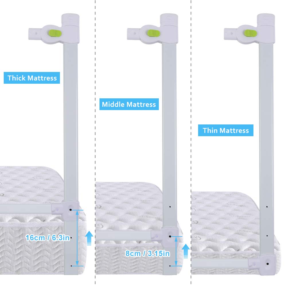 Ringhiera per letto extra forte, pieghevole, con fibbia di sicurezza per bambini e bambini, 1,5 m, universale, regolabile, per bambini e bambini, colore: beige