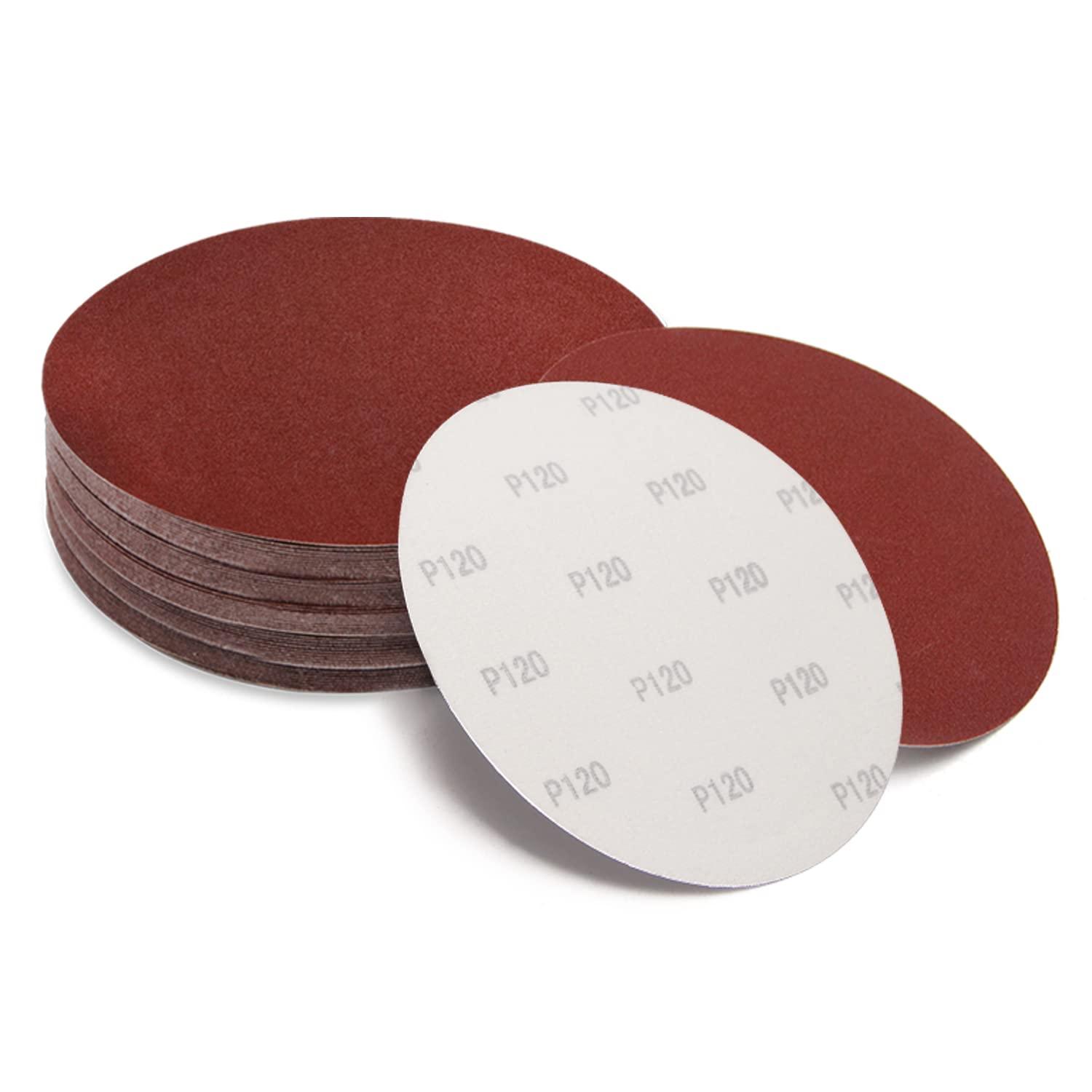 Mriuuod 50Pack 8 inch Sanding Disc Self Stick, 120 Grit Hook and Loop