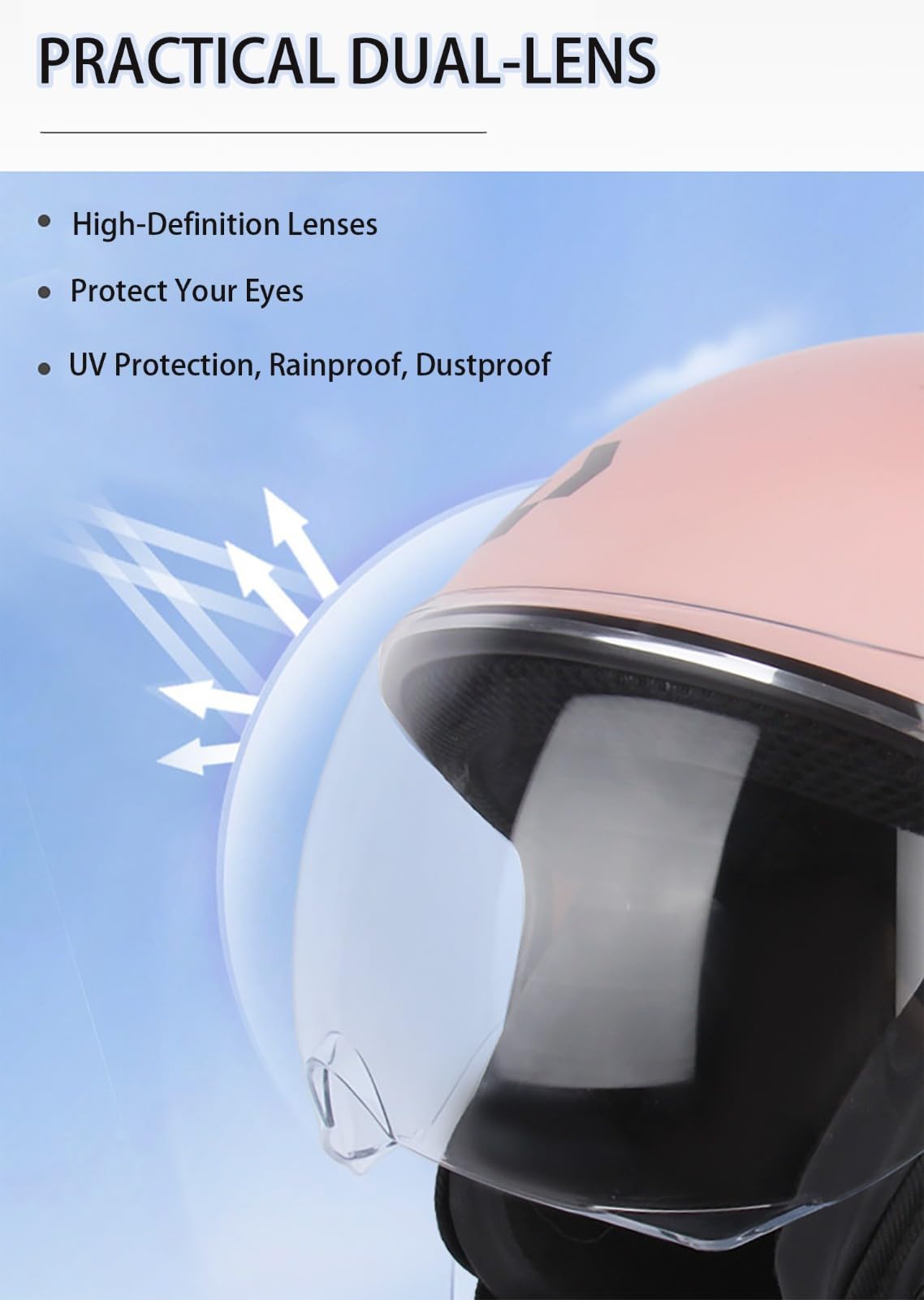 Casco Jet Moto con Doppia Visiera, Casco Moto 3/4, Casco Jet Stile Vintage retrò, ECE/DOT Certification, per Biciclette Cruiser Scooter Adulti Uomini Donne J,Medium