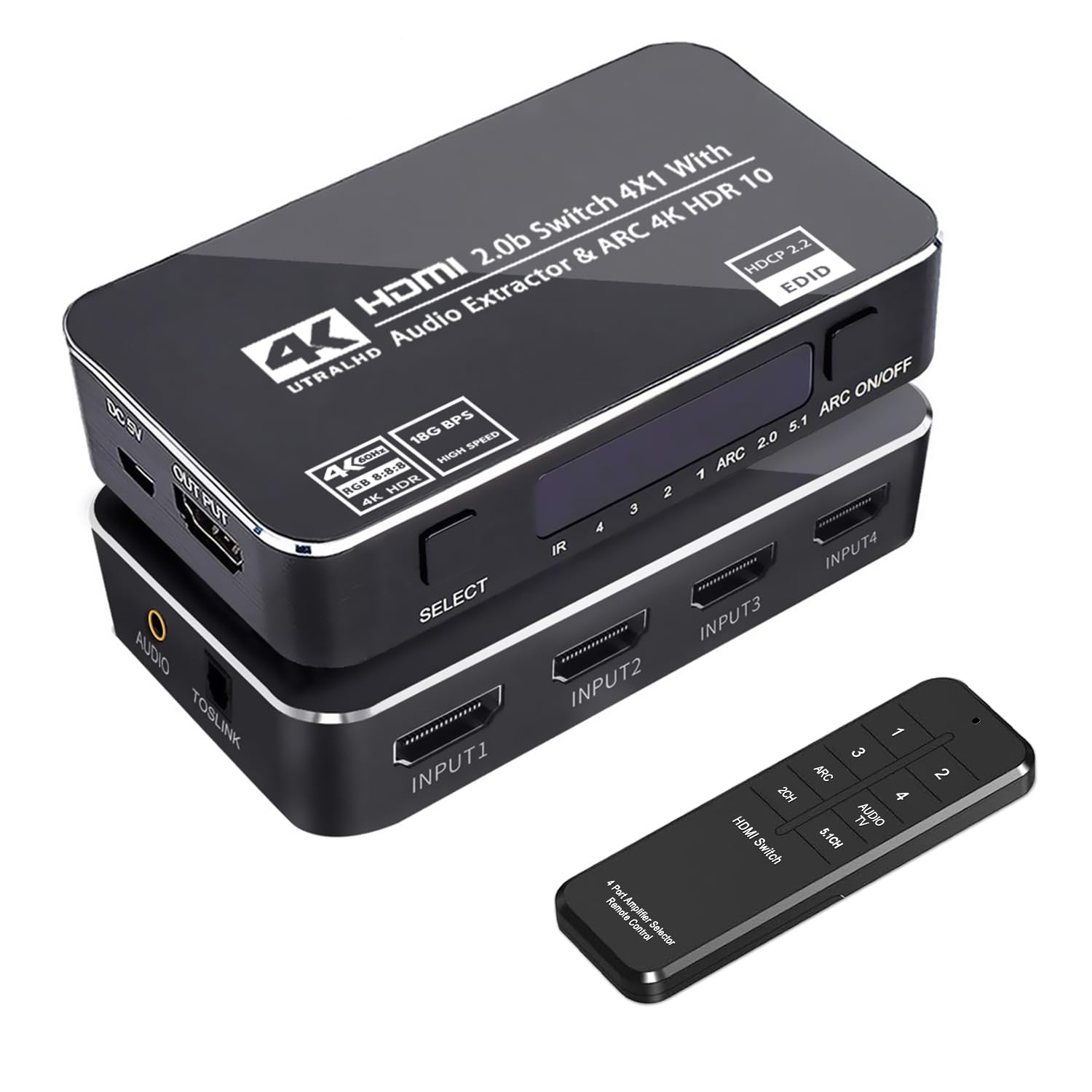 Amazon.com: HDMI Switch 4x1 with Audio Extractor, 4K@60Hz Ultra HD