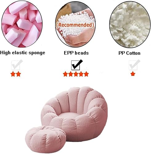 Miniatura 3 de Funda para silla de puf de pétalos de peluche, sofá Lazy Sack suave (sin frijoles) para niños, adultos, parejas, relleno de puf, espuma