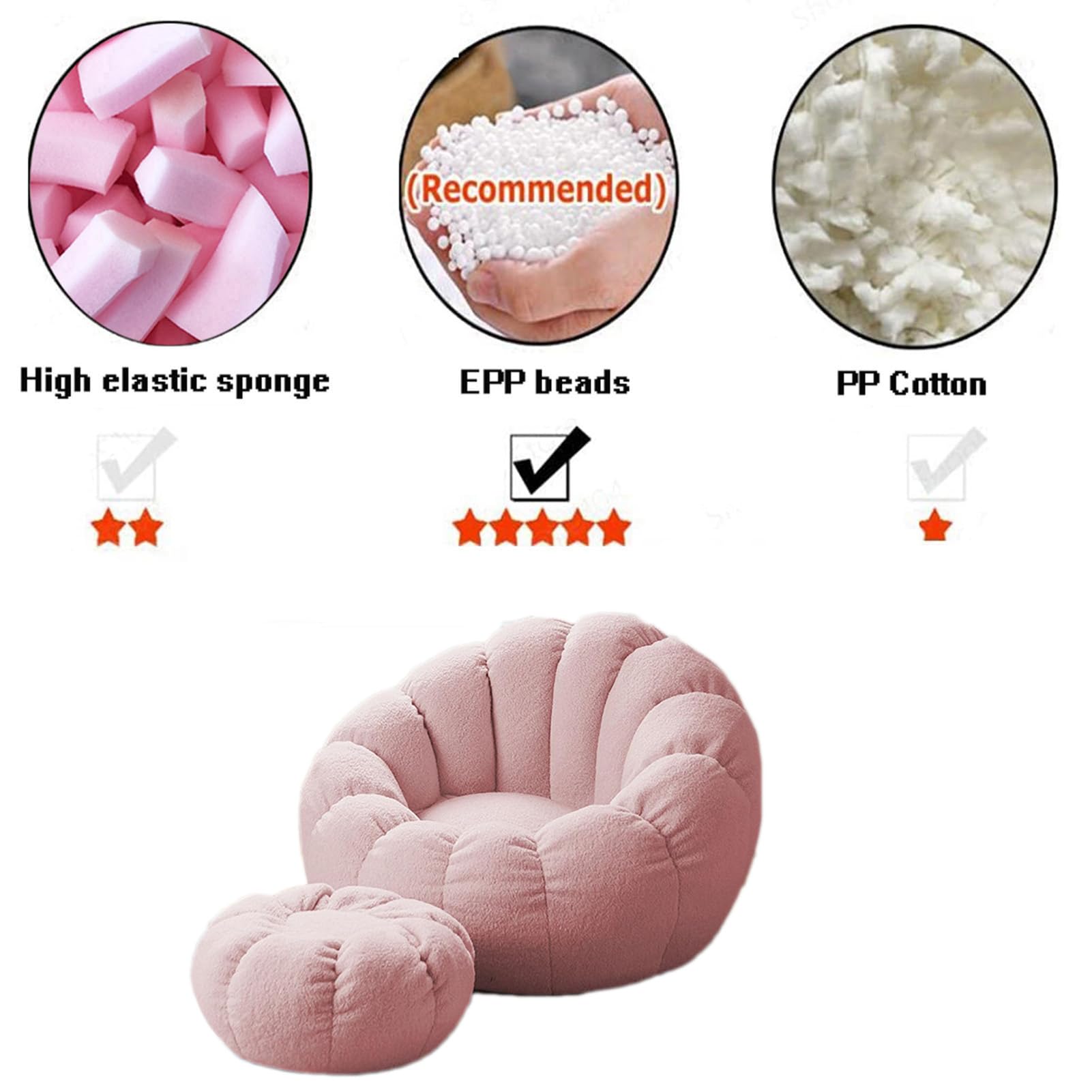 Pouf Poire - Fauteuil Housse Uniquement pour Intérieur et Extérieur (Sans Remplissage) - Classique pour Salon, Balcon, Blanc