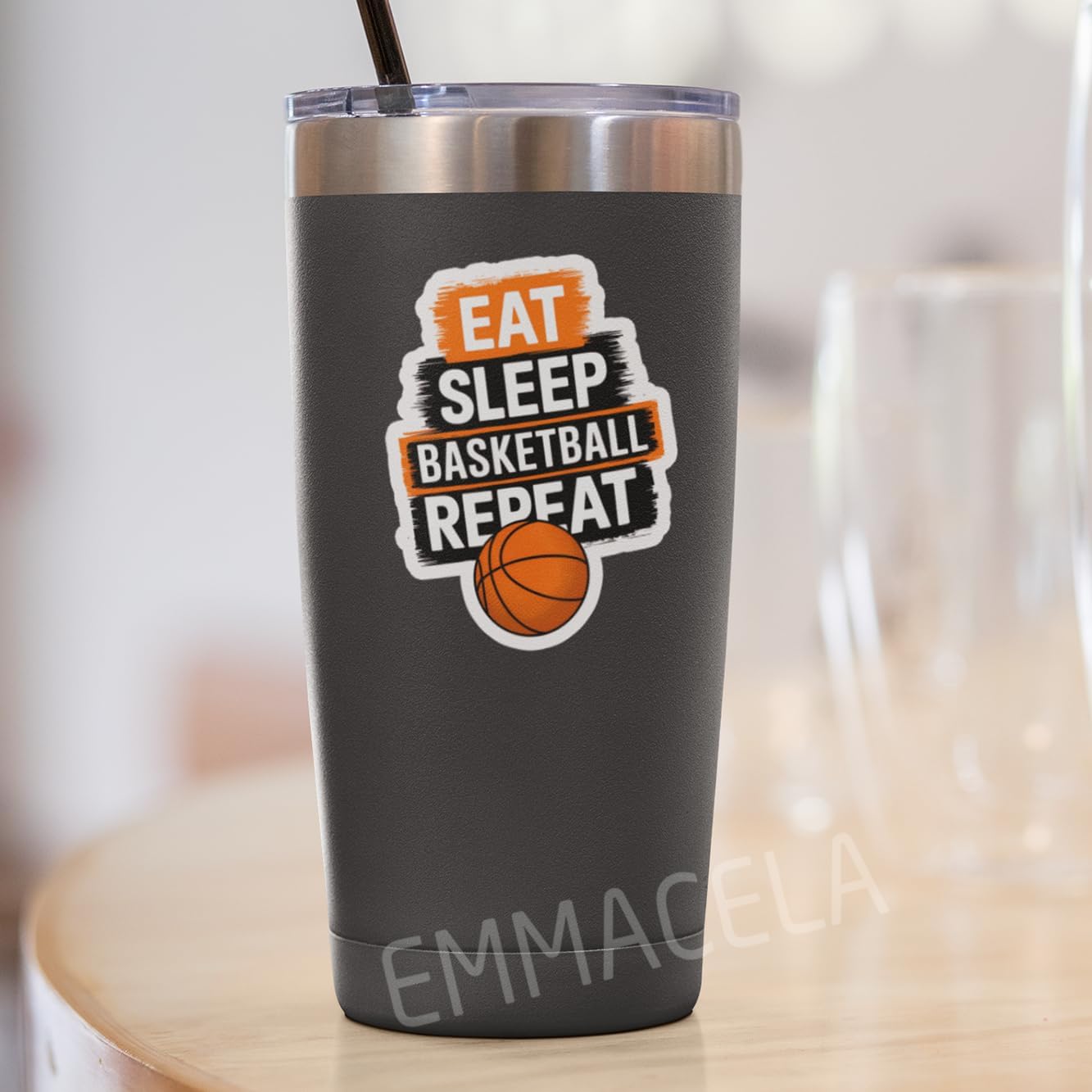(3PCS) Eat Sleep Basketball Repeat Sticker, Sport Stickers - Waterproof Vinyl Decal for Laptop, Water Bottle, Tumbler, Scrapbook Size 3" x 2.3 " image 5