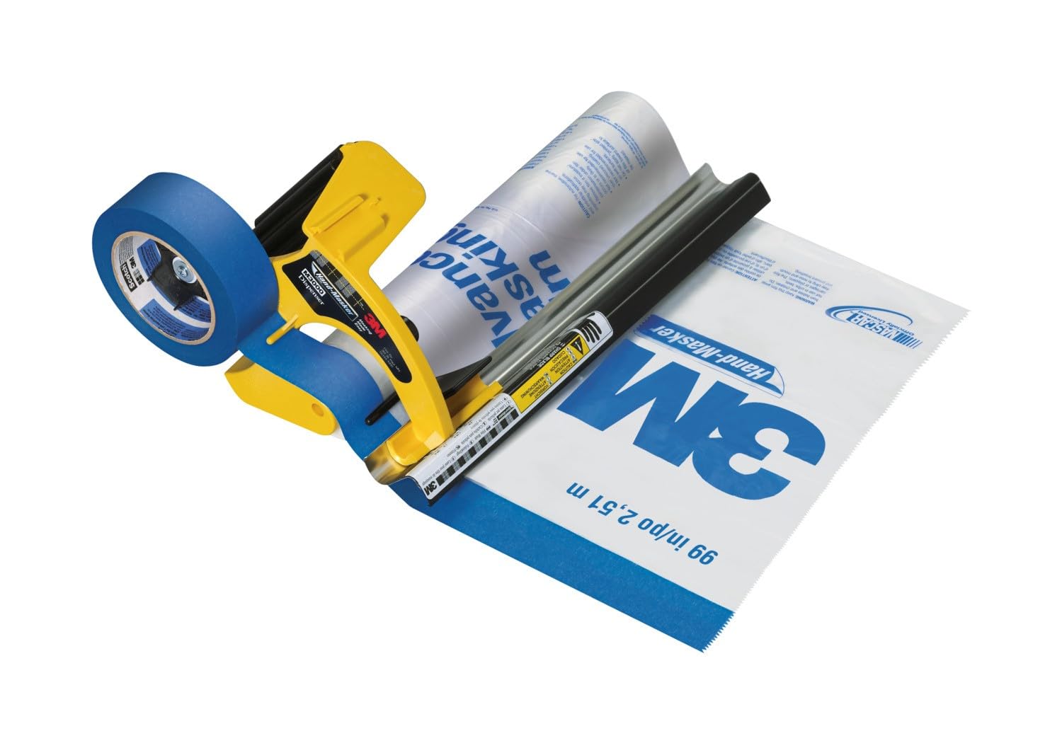 3M Hand-Masker M3000 Kit Film de Masquage et Ruban Adhésif Préassemblés - Parfait pour Fenêtres, Portes, Baignoires et Autres Surfaces - Protection Maximale contre les Éclaboussures de Peinture