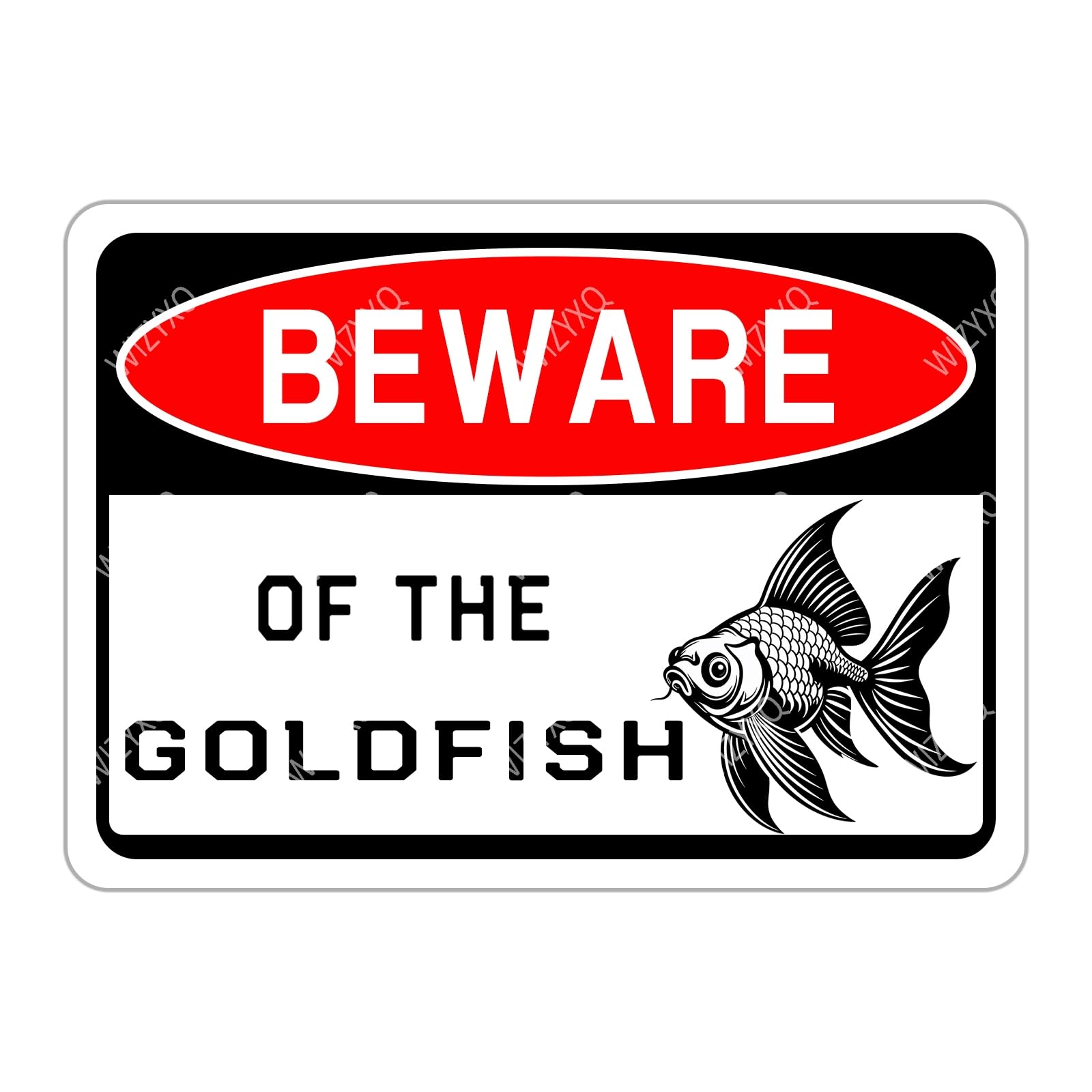 WIZYXQ Metal Signs Beware of The Goldfish Sign Funny Metal Sign Vintage Tin Sign Aluminum Sign Warning Decor Sign for Yard Garden Garage Fence 8ร12 Inches โ image 1