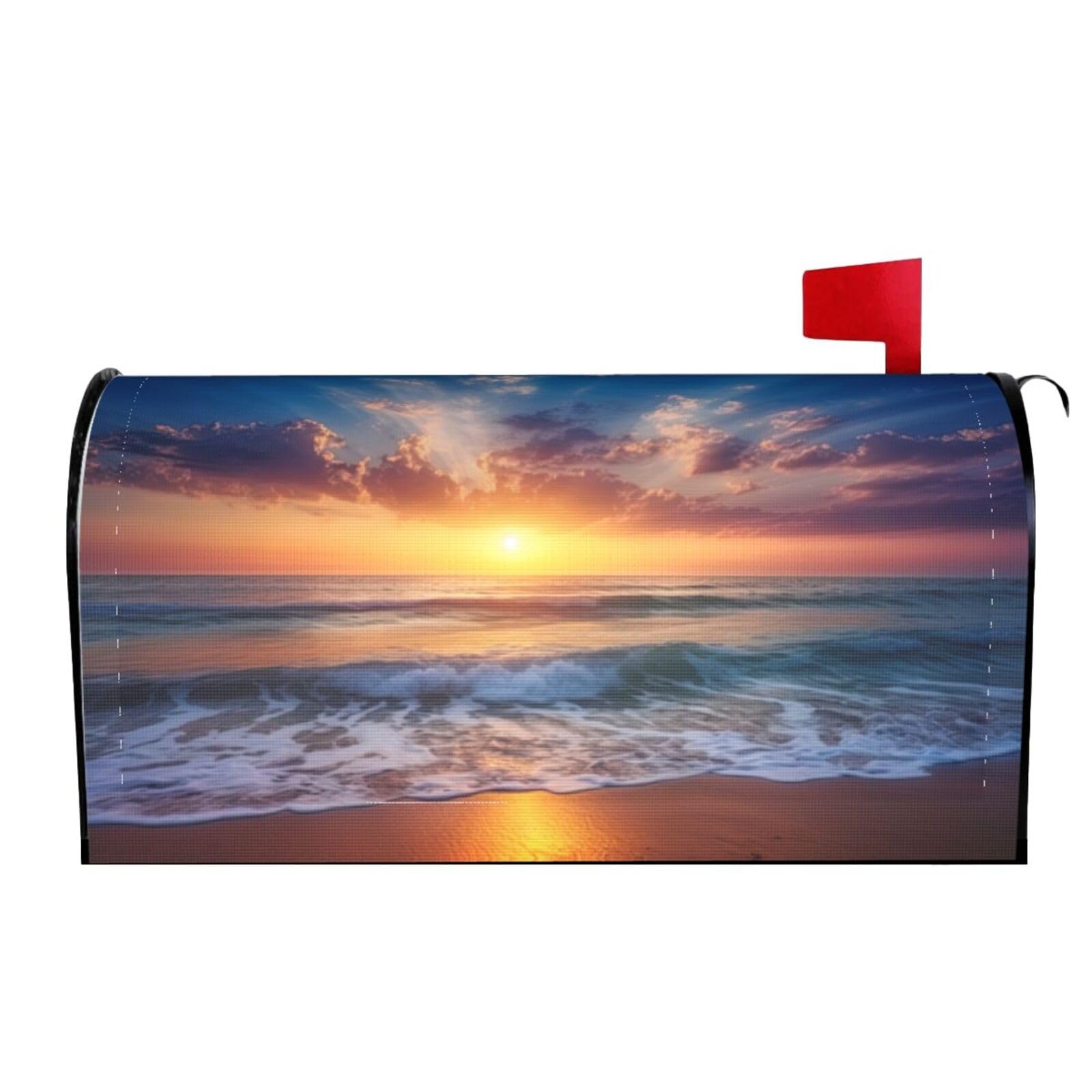 Ocean Waves Beach Sand Seaside Sunrise 04 Mailbox Covers Magnetic Wraps Post Letter Box Cover Garden Home Decor