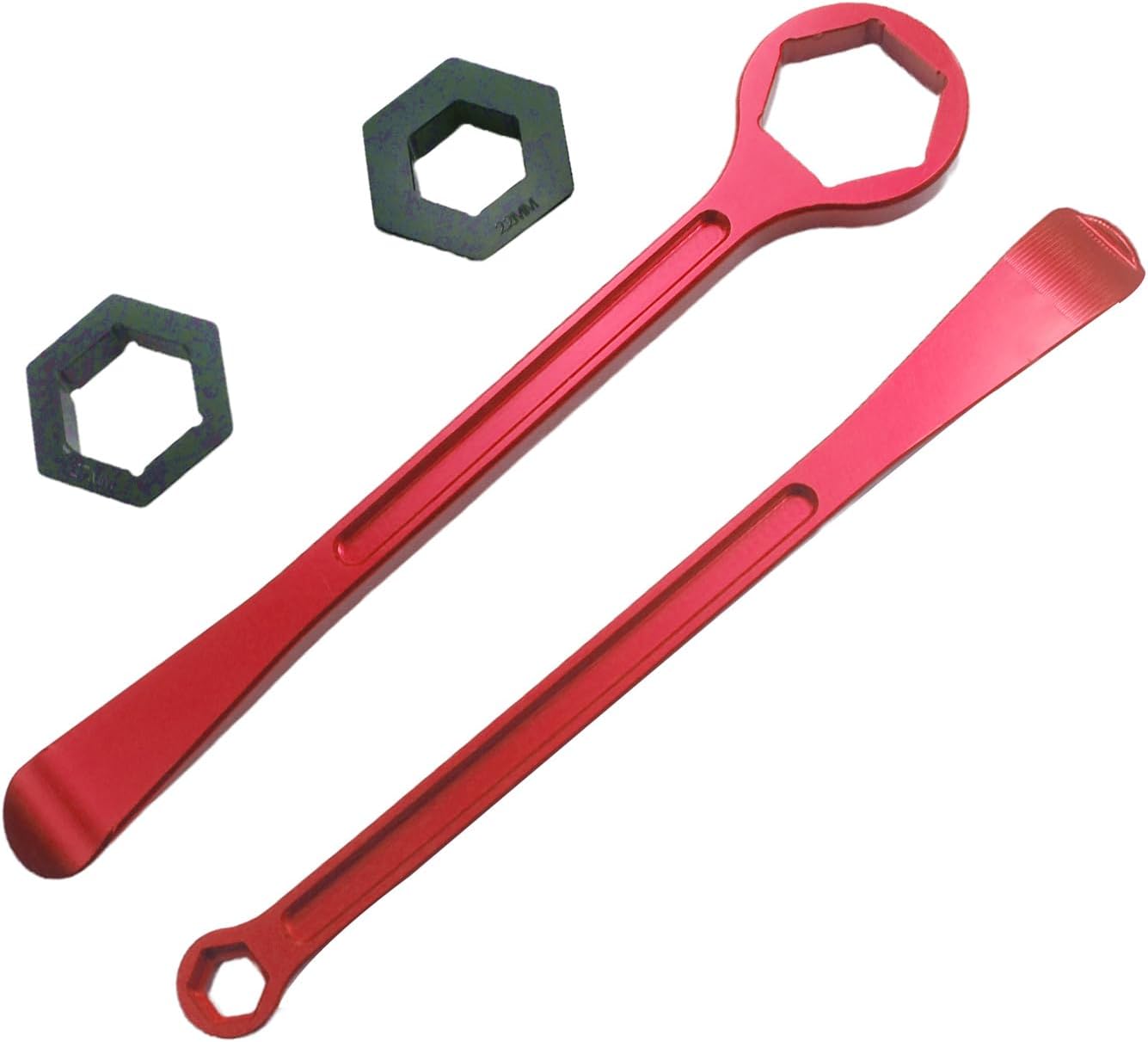 Motorcycle Tyre Iron Tool Kit Raceline Levers Hex Wrench Spanner Head Tire Change 10mm 13mm 32mm 27mm 22mm 0.87'' 1.06''0.51''0.39'' 1.26'' For EXC SX XC EXCF Dirt Pit Bike (Red)