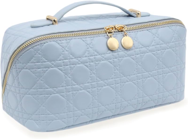 Necessaire de maquiagem JINYIBAGS em couro sintético com zíper duplo, Ice, JY25