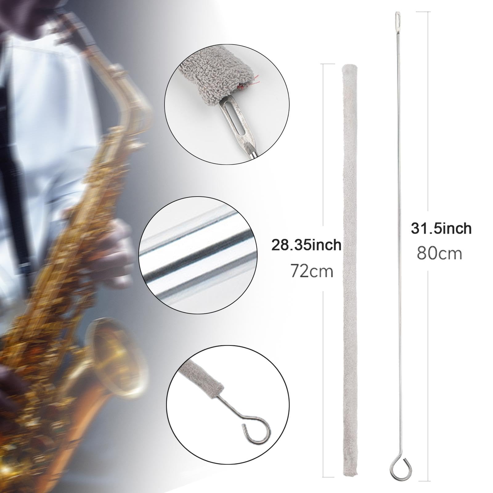 Varilla de Limpieza con Flauta con Mantenimiento de Instrumentos de Tela para El de Saxo Oboe