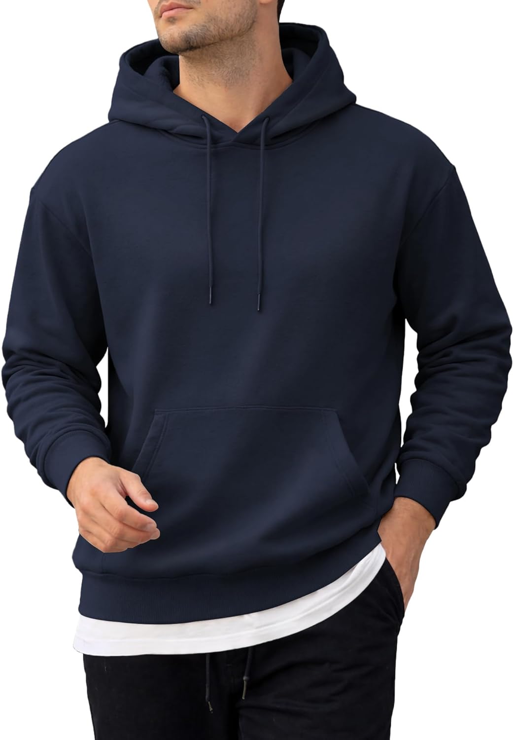 Men's Hoodie Pullover Fleece Lined Sweatshirts Lightweight Cotton Blend hoodies Loose Tops
