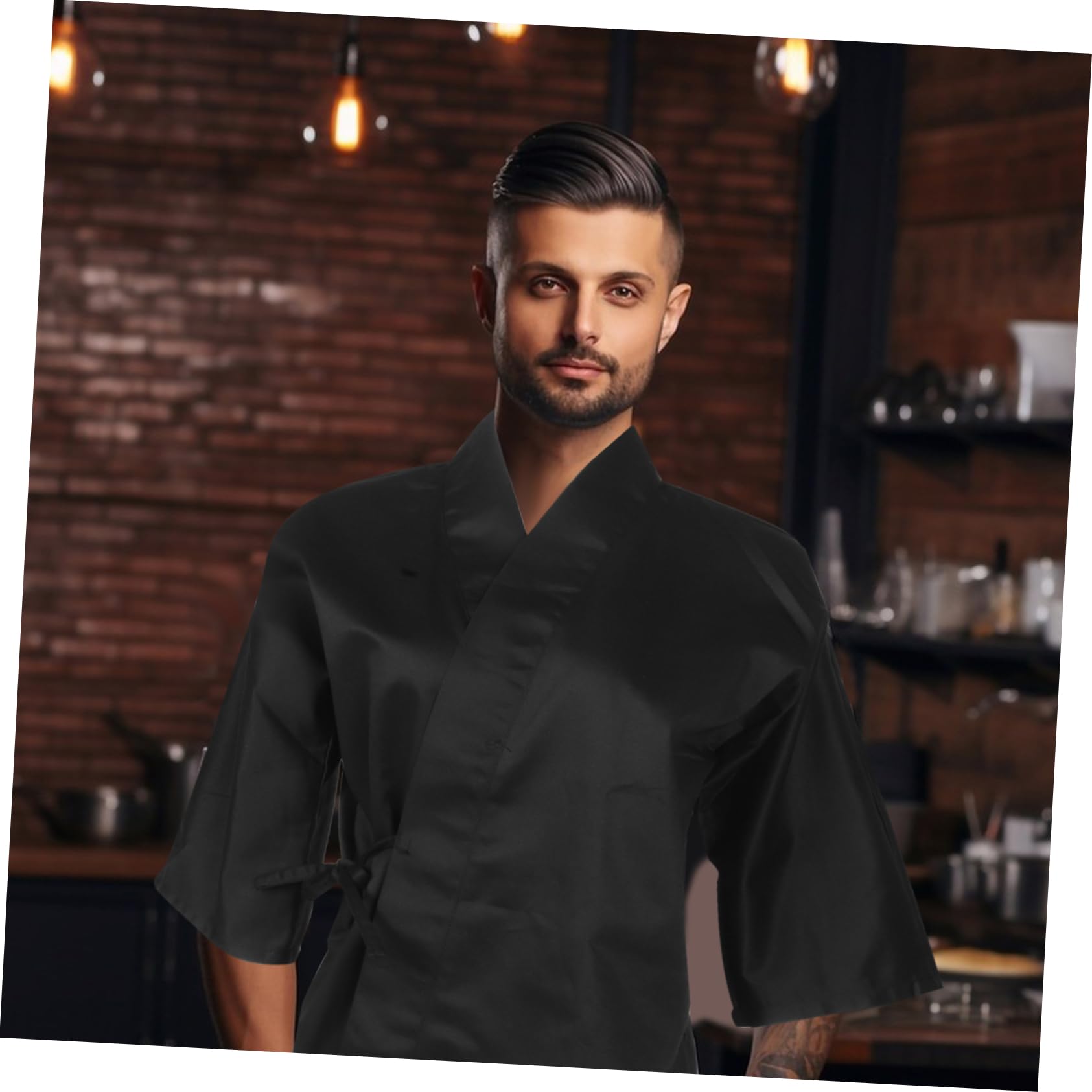 Ropa de Trabajo de Chef Japonesa Chaqueta Kimono Disfraz Sushi para Izakayas Cocina Japonesa y Bares de Sushi Chaqueta de Chef para Hombre