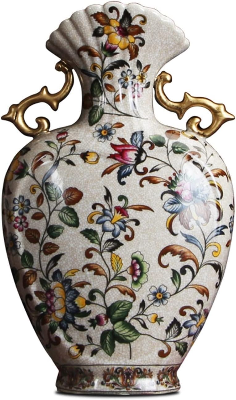 Vase Desktop Binaural Vase Ceramic Decor Classical American Ornaments Chinese Antique Shelf Porcelain