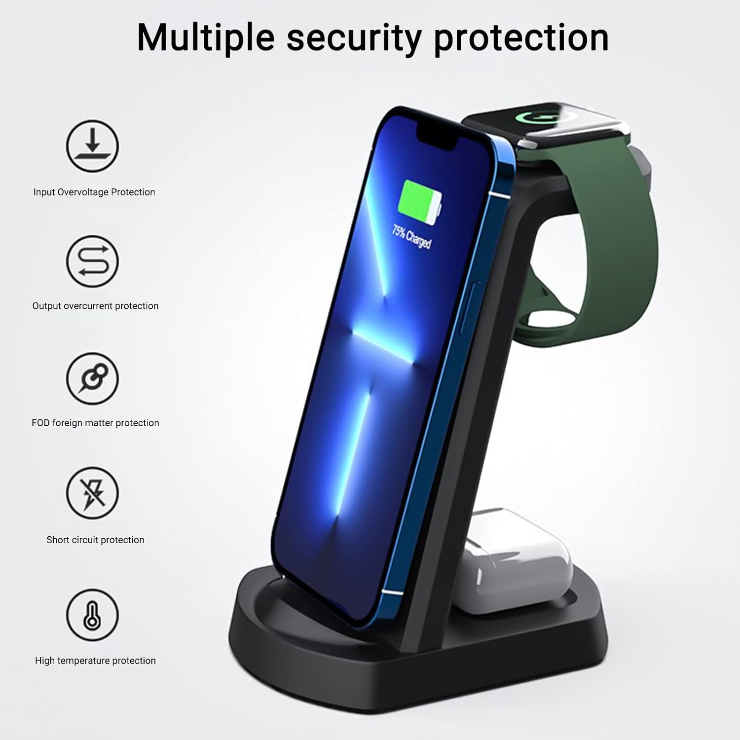 3 in 1 wireless charging station 15w wireless fast charging station multiple devices charger station magnetic wireless charger stand