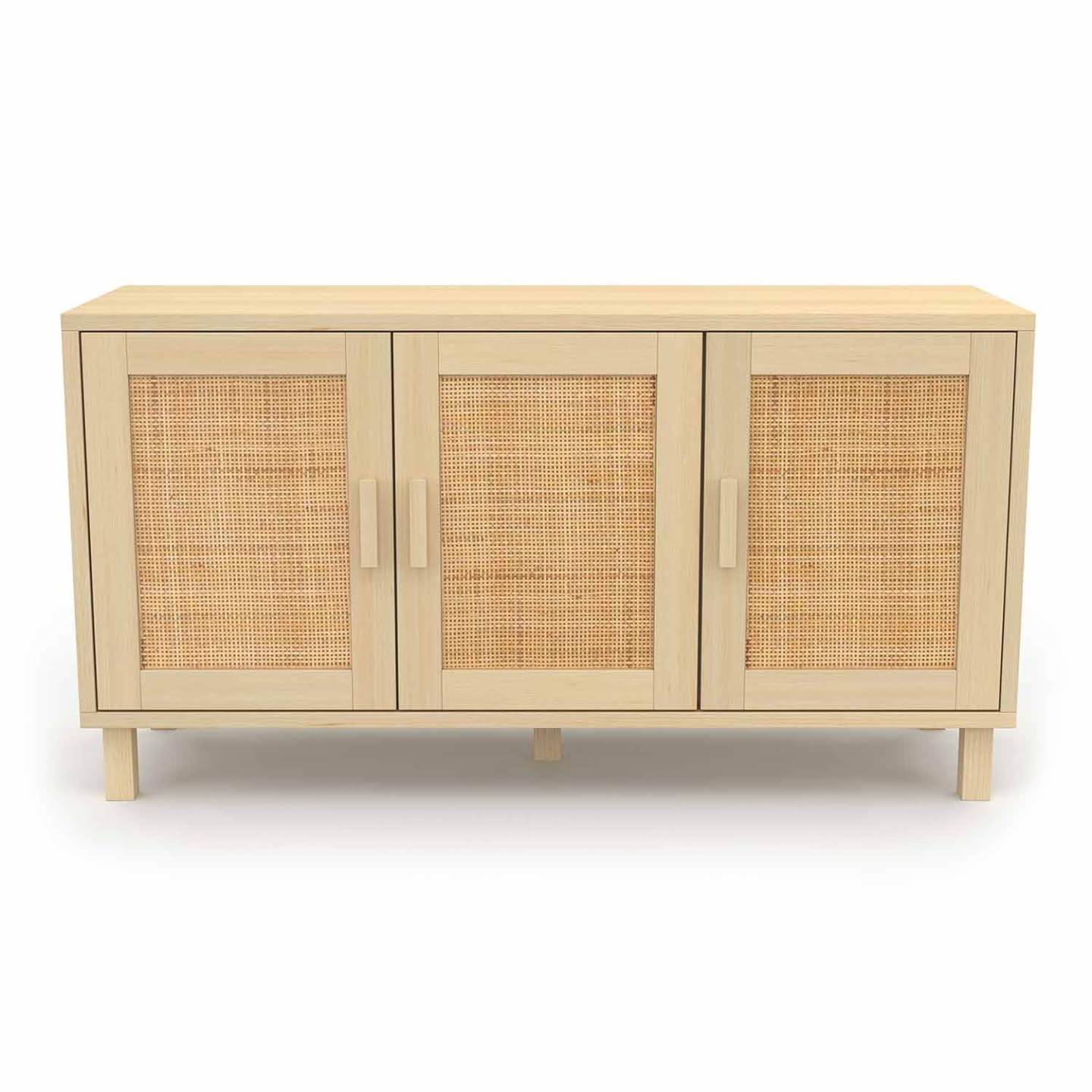 IDMarket - Mueble bajo de estilo vintage de 113 cm ELIN 3 puertas con efecto natural de malla tubular