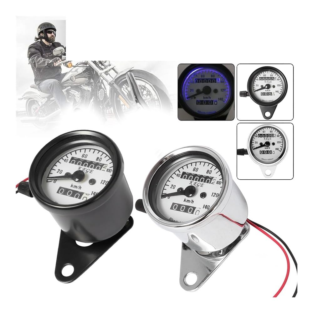KNVBGG Speedometer Odometer Meter Universal Motorcycle DC 12V Odometer Speedometer Tachometer Motorbike Refit Vintage Instrument Scooter Motorcycle Speedometer