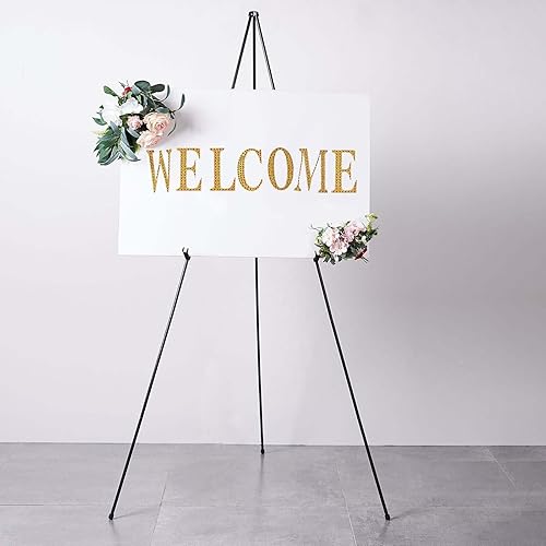 Miniatura 8 de Efavormart - Soporte de caballete de metal negro de 65 pulgadas, soporte de trípode plegable, perfecto para ceremonias de boda, decoraciones