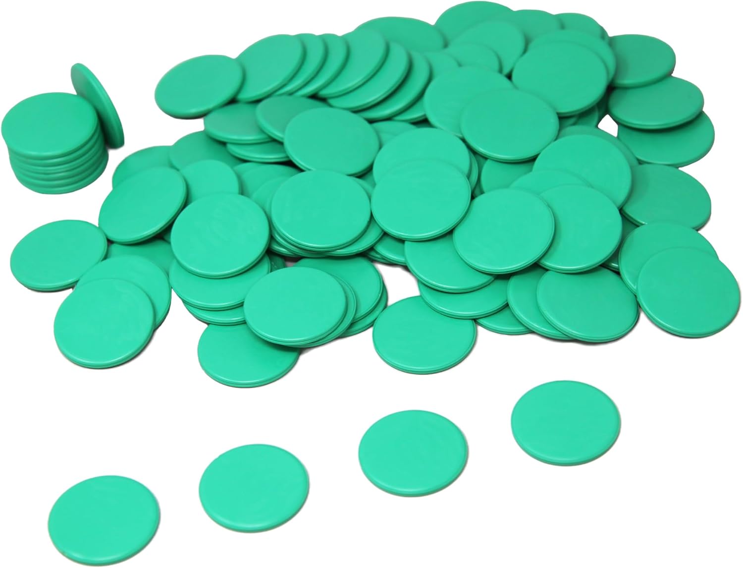 Re-Plastic Game Chips Green (Pack of 100) | Counting Chips Marker Tokens Diameter 25 mm
