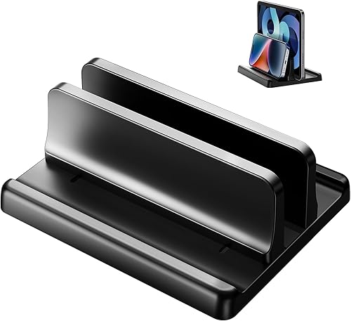 Soporte vertical 3 en 1 para laptop, base ajustable de plástico ABS para computadora de escritorio, soporte vertical para laptop, ahorro de espacio