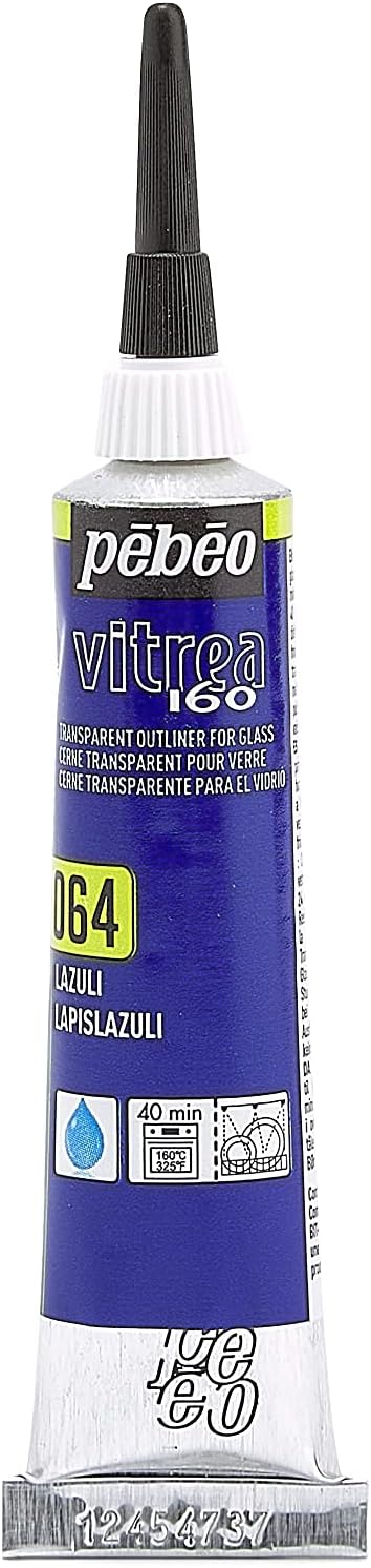 Pebeo Vitrea 160, Glass Paint Outliner, Lazuli,20 ml Tube ,114064