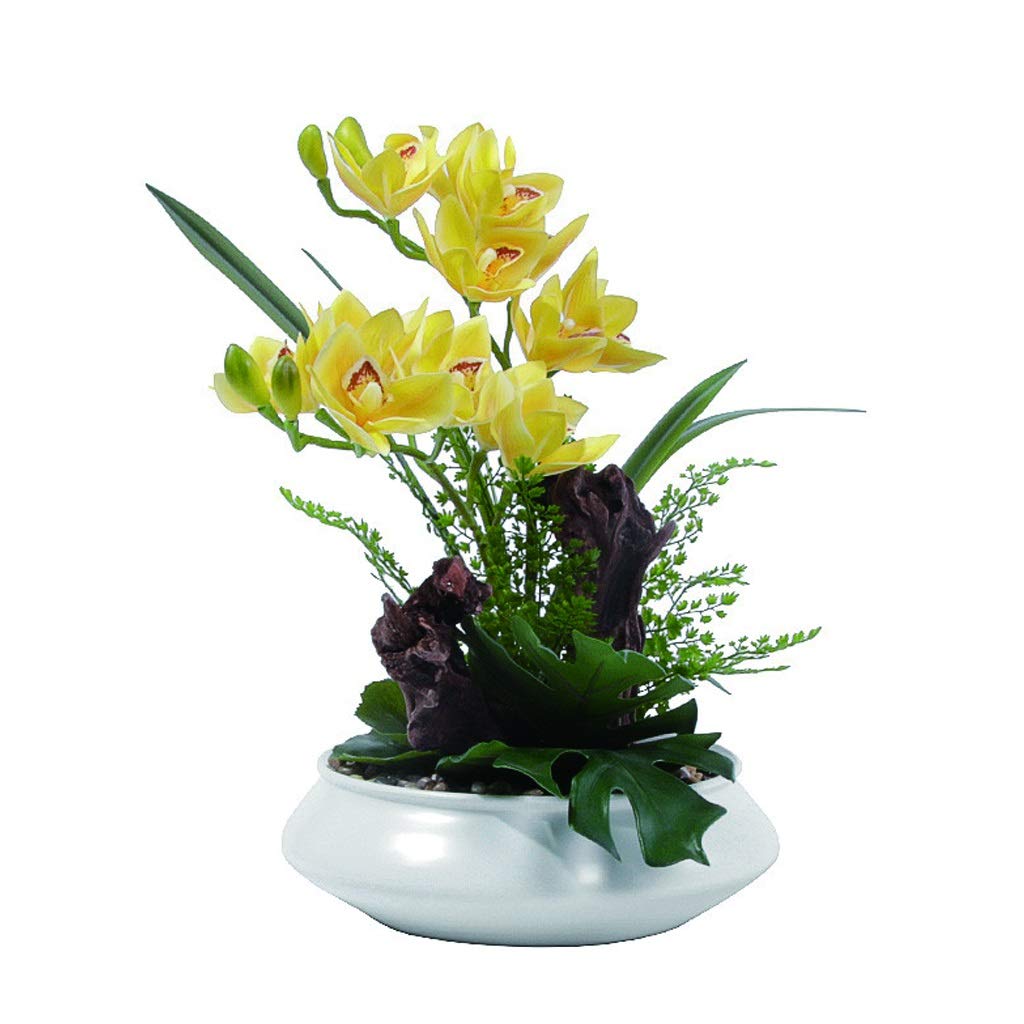 MYUYEE Artificial Flowers Phalaenopsis Artificial Flower Bonsai 23.6 Inch Silk Flower Bonsai With Ceramic Flower Pot Suitable For Tea Room Hotel Living Room Flowers Arrangement