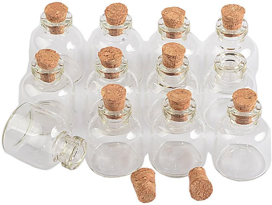 4ml Transparent Glass Cork Bottles Crafts Vials Glass Empty Wishing Bottles Jars Containers DIY Vials for Wedding Party (50, 4ml)